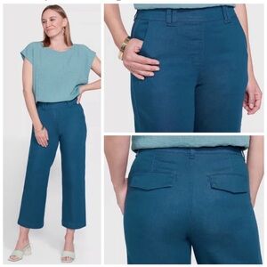 Betabrand Burton Wide Leg Turquoise Crop Chino Pants Size Medium